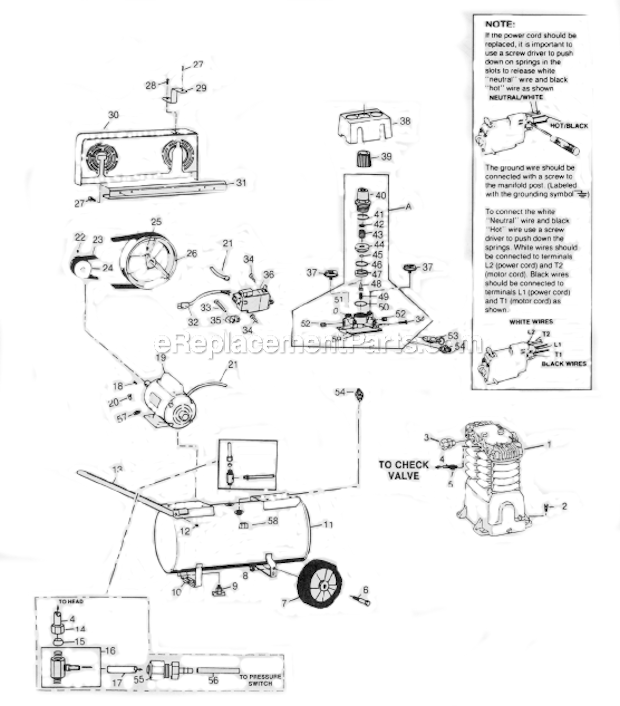 Page A Diagram and Parts List for VT6103  Campbell Hausfeld Compressor